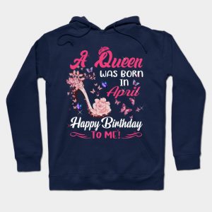 Womens A Queen Was Born In April Happy Birthday To Me